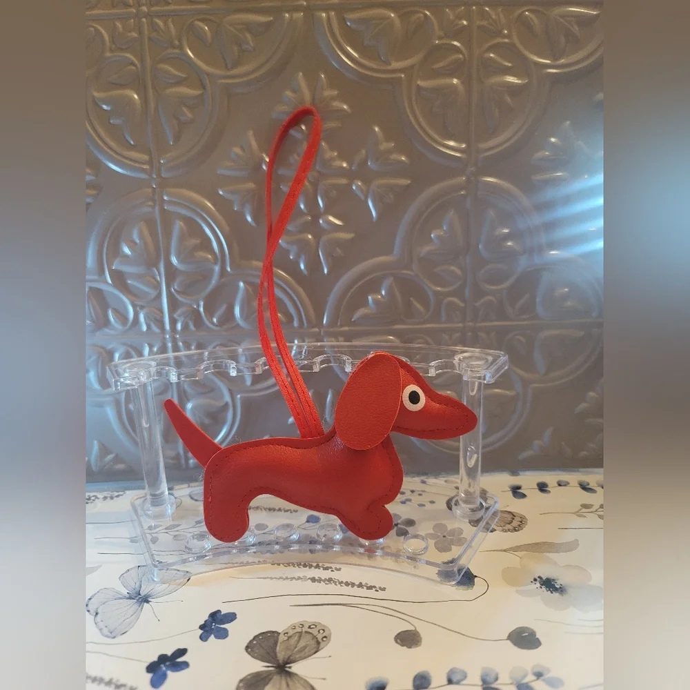 Dachshund Dog Bag Charm- Red with Tan accents - Picture 4 of 7